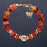 Adara Carnelian & 14K Gold Diamond Butterfly Bracelet