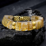 Zara Chunk Rutilated Quartz & 18k Gold Bracelet